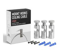 LEDSone 3 Pcs Ceiling Cable Mount Hooks for Swag Chandelier and Spider Lighting Minimalist Cord Keeper Easy Fit Metal Hook with Screw for Pendant Light Cable