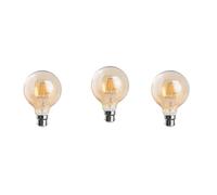 LEDSone 3 Pcs Vintage Light Bulb 8W B22 Bayonet Light Bulb G95 LED Edison Bulb Amber Globe Glass Retro Style Energy Saving Filament Decorative Bulbs Warm White 2700K