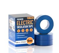 LEDSone 3 Roll Blue 9 M x 1.7cm PVC Insulation Electrical Tape | Insulating PVC Tape PVC Insulating Tape High Voltage Electrical Insulation, Waterproof, Durable, for Home, Office, and DIY Projects