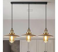 LEDSone 3 Way Glass Pendant Light Yellow Brass E27 Ceiling Cluster Lighting