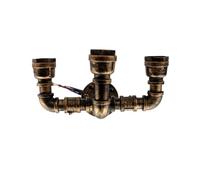 LEDSone 3 Way Steampunk Water Pipe Wall Sconce Light Industrial Retro Metal E27 Lamp Holder Vintage Wall Mount Lighting Fixture for Bedroom, Living Room, Bar