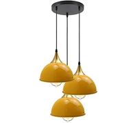 LEDSone 3 Way Vintage Industrial Metal Lampshade Modern Hanging Retro Ceiling Pendant Lights (Yellow, with Bulb)