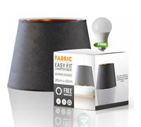 LEDSONE 30cm Black Fabric Lampshade with Gold Inner & A60 LED Bulb