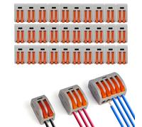 LEDSONE 30pcs Lever Nut Wire Connectors Electrical 2 Port Terminal Block Spring Wire Push Clamp Quick Compact Splicing Connectors for Circuit Inline, Flame retardant