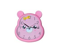 LEDSone 31 * 29 Cm Kids Wall Clock Adorable Bear Eared Kids' Wall Clock Fun Cartoon Design, Large Easy to Read Numbers, Quiet Mechanism for Peaceful Nursery or Bedroom Decor. Pink