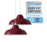 LEDSone 32cm Burgundy Metal Ceiling Lamp Shade, Easy Fit Pendant Light for Bedroom, Hallway, Cafe, Restaurant, Modern Industrial Light Fixture, Stylish Pendant for Home & Commercial Spaces.2 Pack
