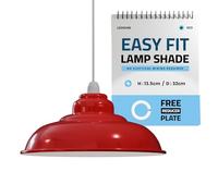 LEDSone 32CM Metal Ceiling Lamp Shade, Easy Fit Pendant Light for Bedroom, Hallway, Cafe, Restaurant, Modern Industrial Light Fixture, Stylish Pendant for Home & Commercial Spaces. (Red)