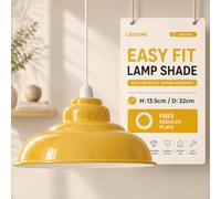 LEDSone 32CM Metal Yellow Ceiling Lamp Shade, Easy Fit Pendant Light for Bedroom, Hallway, Cafe, Restaurant, Modern Industrial Light Fixture, Stylish Pendant for Home & Commercial Spaces.