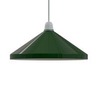 LEDSone 33.5cm Painted Dark Green Metal Cone Lampshade Easy Fit with 4cm Top Hole - Modern Retro Pendant Light Shade for Kitchen Living Room Bedroom Café Décor