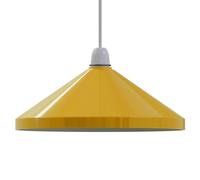 LEDSone 33.5cm Yellow Metal Cone Lampshade Easy Fit with 4cm Top Hole Modern Retro Pendant Light Shade for Kitchen Living Room Bedroom Café Décor