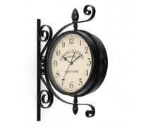 LEDSone 360° Rotatable Double-Sided Vintage Station Wall Clock - 38cm Retro Railway Style Metal Wall Clock with Large Numerals | Antique Double Face Clock for Hallway, Living Room & Café Décor