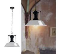 LEDSone 36cm Metal Ceiling Pendant Light Shade E27 Hanging 2 Core Pendant Holder Adjustable Chain for Bedroom Hall Dining Room Lounge Kitchen (White - Withot Bulb)