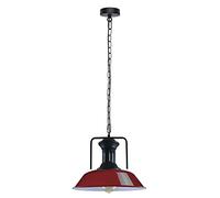 LEDSone 36cm Metal Ceiling Pendant Light Shade E27 Hanging 2 Core Pendant Holder Adjustable Chain for Bedroom Hall Dining Room Lounge Kitchen (Red - with Bulb)