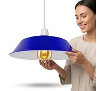LEDSone 36cm Navy Blue Industrial Metal Pendant Lampshade