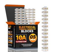 LEDSone 3A/5A/15A/30A/60A Electrical Connector Blocks 12 Way Clear Barrier Block Strip Wire Connector Electrical Choc Blocks Connecting for Wiring Cable Dual Row 12 Position (Pack 5, 10A)