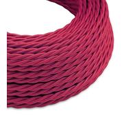 LEDSone 3M / 9.84ft Vintage Braided Fabric Cable Burgundy, 3 Core 0.75mm² Antique Twisted Flex Electrical Wire, Cloth Covered Lighting Cord for Pendant Light, DIY Lamp Wiring, Industrial Retro Decor