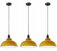 LEDSone 3PCS Vintage Retro Chandelier Industrial Pendant Ceiling Light E27 Metal Lampshade LED Pendant Light Fixture Loft Pendant Lamp (Curvy - Yellow, Without Bulb)