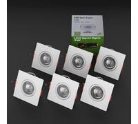 LEDSone 3W Square LED Downlights 550 lm Ultra-Slim Recessed Ceiling Spotlights Dimmable Adjustable Tilt Cool White 6000 K for Bedroom Kitchen & Living Room