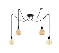 LEDSone 4-Arm Industrial Spider Chandelier Pendant Lighting Fixture - Black Adjustable DIY Ceiling Lamp with Hanging Lights for Kitchen, Dining Room, Restaurant, Bar, Balcony