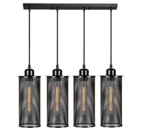 Ledsone 4 Light Industrial Black Metal Barrel Cage Pendant Light Vintage Farmhouse Hanging Cylinder Pendant
