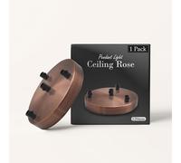 LEDSone 4 Outlet Copper Colour Ceiling Rose Perfect for Fabric Flex Cable, 120mm Metal Ceiling Light Fitting Plate with Accessories for Ceiling and Wall Lamp. (1 Pack)