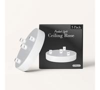 LEDSone 4 Outlet White Colour Ceiling Rose Perfect for Fabric Flex Cable, 120mm Metal Ceiling Light Fitting Plate with Accessories for Ceiling and Wall Lamp (5 Pack)