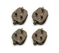 LEDSONE 4 Pack 13 AMP UK 3-Pin Plug Heavy-Duty Rewireable Electrical Plug with Solid Brass Pins, BS1363 Cord Grip for Secure Wiring 250V Fused Replacement Plug
