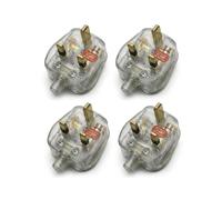 LEDSONE 4 Pack 13 AMP UK 3-Pin Plug Heavy-Duty Rewireable Electrical Plug with Solid Brass Pins, BS1363 Cord Grip for Secure Wiring 250V Fused Replacement Plug