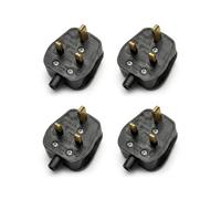 LEDSONE 4 Pack 13 AMP UK 3-Pin Plug Heavy-Duty Rewireable Electrical Plug with Solid Brass Pins, BS1363 Cord Grip for Secure Wiring 250V Fused Replacement Plug