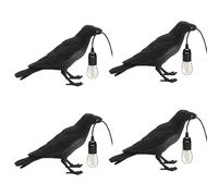 LEDSone 4-Pack Black Crow Table Lamps - Resin Raven Desk Lamps, Modern Art Deco Bedside Lighting, E27 Bulb Compatible with 3-Pin Plug, Stylish Home, Office & Dorm Decor