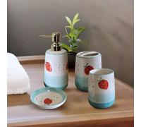 LEDSone 4 Piece Bathroom Accessories, Premium Ceramic Creative Bathroom Accessories Set Gift Set Luxury Bath Accessory with Toothbrush Holder/Soap Dispenser/Soap Dish/Tumbler