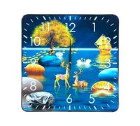 LEDSone 40Cm Wall Clock Decorative Oil Painting Art Clock Silent Non-Ticking Wall Clocks Battery Operated Clocks for Living Room Kitchen Art and Craft Kit for Gift Home Wall Decor