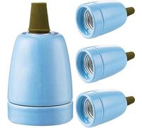 LEDSone 4PCs Vintage Ceramic Lamp Socket E27 Base Lamp Holder With Cord Grips, Industrial Porcelain Lamp Light Bulb Holder - Blue