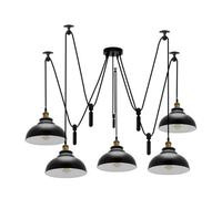 Ledsone 5 Head Ceiling Spider Pendant Lighting E26 110-240V 60W Black Inner White 2M Chandelier Lighting For Bedroom Bulb Included