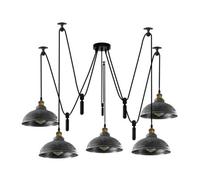 Ledsone 5 Head Ceiling Spider Pendant Lighting E26 110-240V 60W Brushed Silver 2M Chandelier Lighting For Bedroom Bulb Included