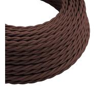 LEDSone 5 Meter Vintage 2 Core Twisted Electric Brown Colour Cable Fabric Covered Wire Italian Braided 0.75 mm Electrical Cable Flexible Wire for Lighting Other Appliances, Brown