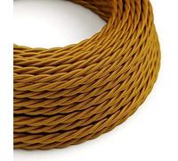 LEDSONE 5 Meter Vintage Gold Colour Flex Cord 2 Core Twisted Electric Cable Fabric Covered Wire Golden Italian Braided 0.75 mm Electrical Cable Flexible Wire for Lighting.
