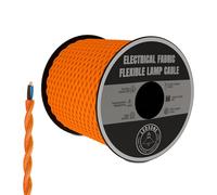 LEDSone 5 Meters Orange Colour Vintage Braided Cable 2 core Black Antique Twisted Woven Silk Lighting Cable Flexible Fabric Wire DIY Electrical Cord 0.75mm (Orange)