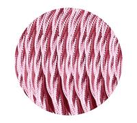 LEDSone 5 Meters Vintage Shiny Pink Braided Flex Cable, 3 Core Twisted Fabric Electrical Cable for DIY Industrial Ceiling Lights