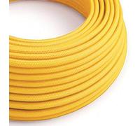 LEDSone 5 Meters Yellow Vintage Colour Braided Flexible Cable, 3 Core Round Fabric Electrical Cable Wire for Multiple uses in Lamps, Old Antique Lamp, Pendants Lights, Other Appliances