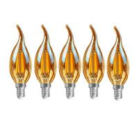 LEDSone 5 Pack of E14 LED Candle Bulbs, 4W (Equivalent 40W) Dimmable C35 Bent Tip Flame Shape, 2700K Warm White Vintage Chandelier Light