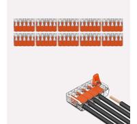 LEDSone 5 Way Wire Connector Reusable Spring Lever Terminal 10 Pieces for Solid/Stranded/Flexible Wires, Grey/Orange