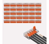 LEDSone 5 Way Wire Connector Reusable Spring Lever Terminal 10 Pieces for Solid, Stranded, Flexible Wires Grey/Orange (30 Pack)