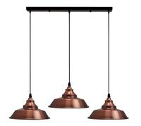 LEDSone 50cm Vintage Metal 3 Head Light Industrial Pendant Metal Shade, Hanging Ceiling Light E27 Holder Fitting for Home, Hotel (Rose Gold)