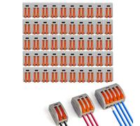LEDSONE 50pcs Lever Nut Wire Connectors Electrical 2 Port Terminal Block Spring Wire Push Clamp Quick Compact Splicing Connectors for Circuit Inline, Flame retardant