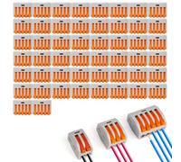 LEDSONE 50pcs Lever Nut Wire Connectors Electrical 5 Port Terminal Block Spring Wire Push Clamp Quick Compact Splicing Connectors for Circuit Inline, Flame retardant