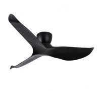 LEDSone 52-Inch Black Ceiling Fan Without Light, Low-Profile Flush Mount | 3 ABS blades with reversible airflow, 6 speed settings and remote control - ideal for bedrooms, living rooms and dining rooms