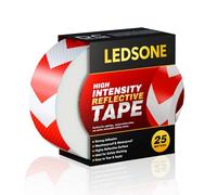 LEDSone 5cm x 25m Silver and Red Reflective Tape Adheisive Waterproof High Visibility Durable Night Safety Reflector Tape Roll for Vehicles Signage Outdoor Hazard Marking Construction Barriers