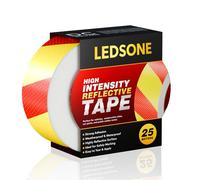 LEDSone 5cm x 25m Yellow and Red Reflective Tape Adheisive Waterproof High Visibility Durable Night Safety Reflector Tape Roll for Vehicles Signage Outdoor Hazard Marking Construction Barriers