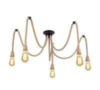 LEDSone 5Heads Spider Light Chandelier,Pendant Lighting Ceiling,DIY Spider Rope Ceiling Lights,Bedroom Light Shades,Industrial Hanging Ceiling Lights,Hanging Light Fitting,Loft Lighting